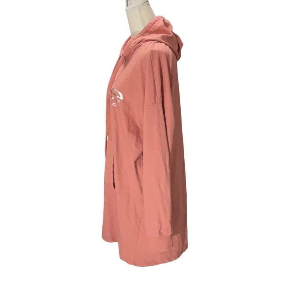 Bebe Sport Long Length Hoodie Peach Long Sleeve Kangaroo Pocket Size XL - Picture 3 of 5